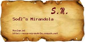 Soós Mirandola névjegykártya